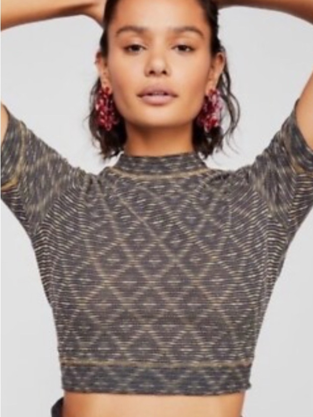 Free People Intimately Textured Short Sleeve All Yours Crop Top Small